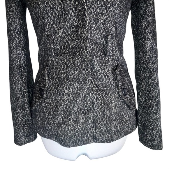 Theory Black White Wool Silk Coat Size P - Picture 2 of 6